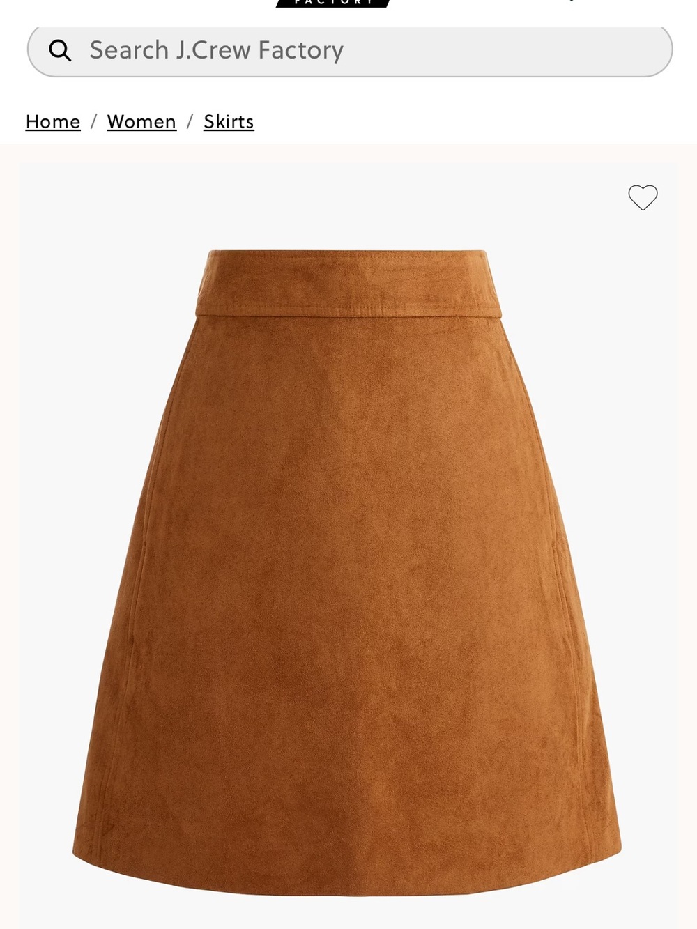 J. Crew Suede-Look A-Line Mini Skirt in Cognac
